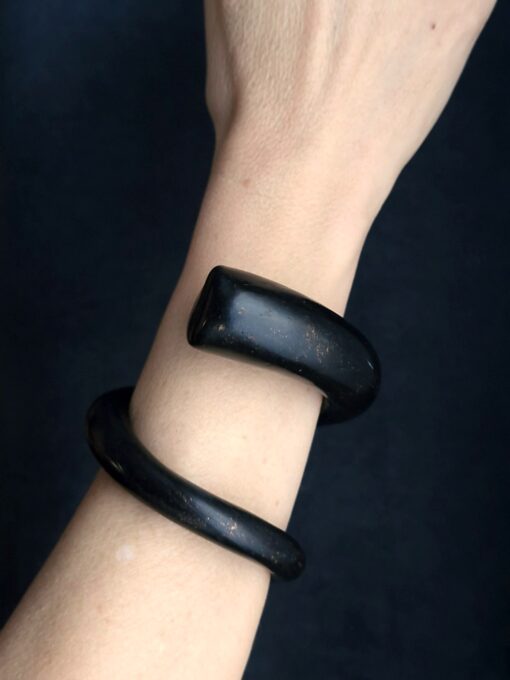Black with Gold Sheen Snake Cuff Size S