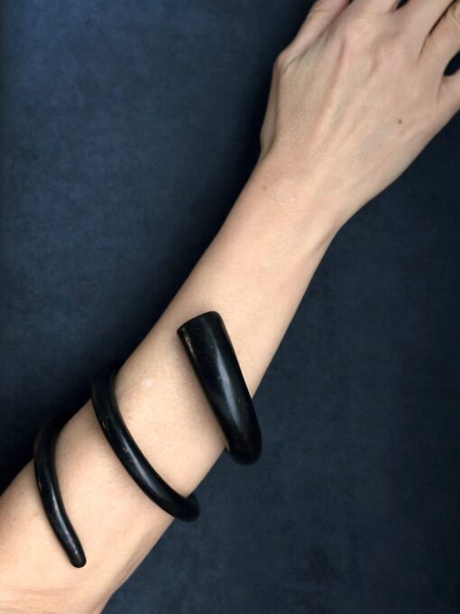 Black Double Wrap Snake Cuff Size M - Image 2