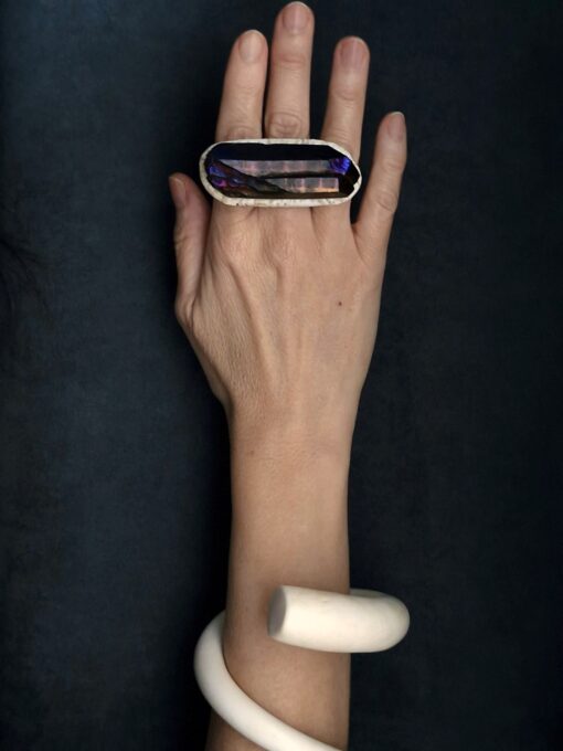 Vegan Ivory Snake Cuff Size M - Image 6
