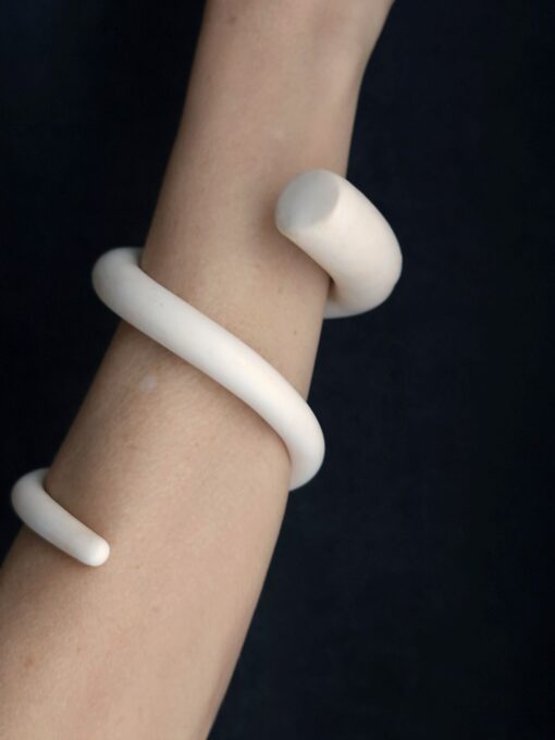 Vegan Ivory Snake Cuff Size M