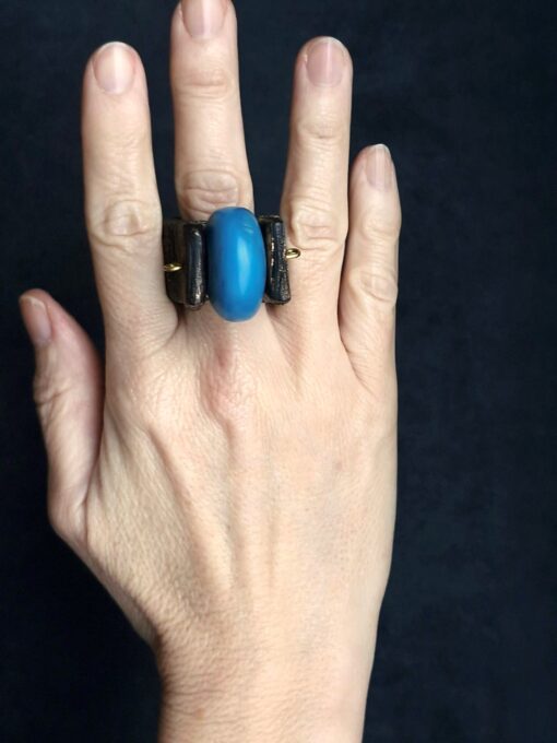Blue & Black Spin Ring - Size 8 - Image 2
