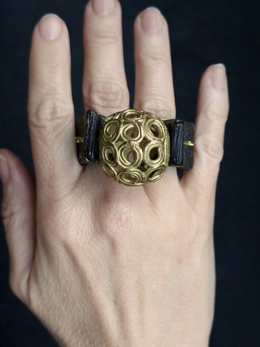 Brass Ball Double Finger Spin Ring - Size 7.5 - Image 2