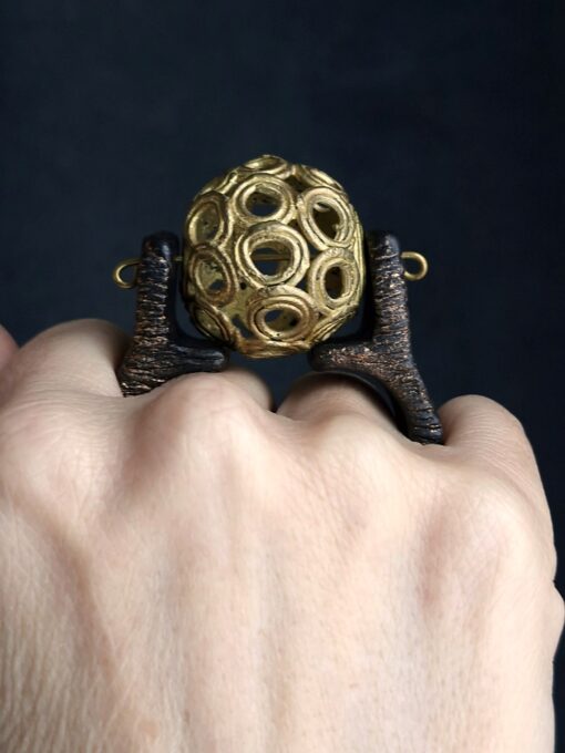 Brass Ball Double Finger Spin Ring - Size 7.5 - Image 5
