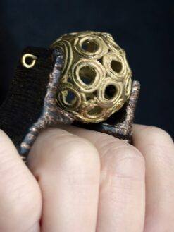 Brass Ball Double Finger Spin Ring - Size 7.5