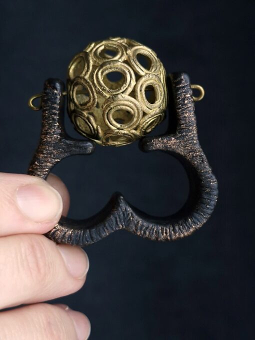 Brass Ball Double Finger Spin Ring - Size 7.5 - Image 4