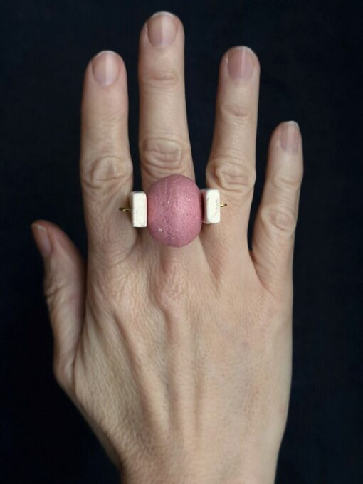 Pink & Vegan Ivory Spin Ring - Size 6 - Image 2