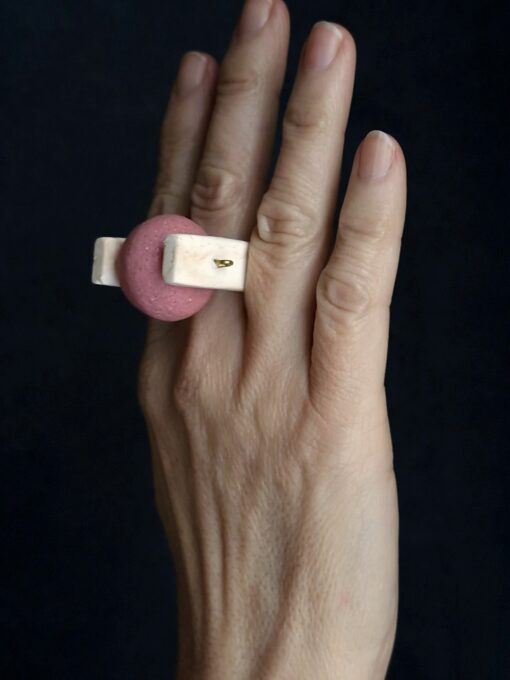 Pink & Vegan Ivory Spin Ring - Size 6 - Image 5
