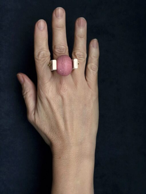 Pink & Vegan Ivory Spin Ring - Size 6 - Image 4