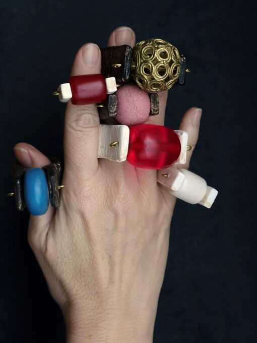 Pink & Vegan Ivory Spin Ring - Size 6 - Image 6