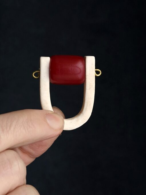 Red & Vegan Ivory Spin Ring - Size 8 - Image 4
