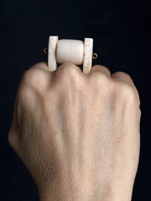 White & Vegan Ivory Spin Ring - Size 8 - Image 3