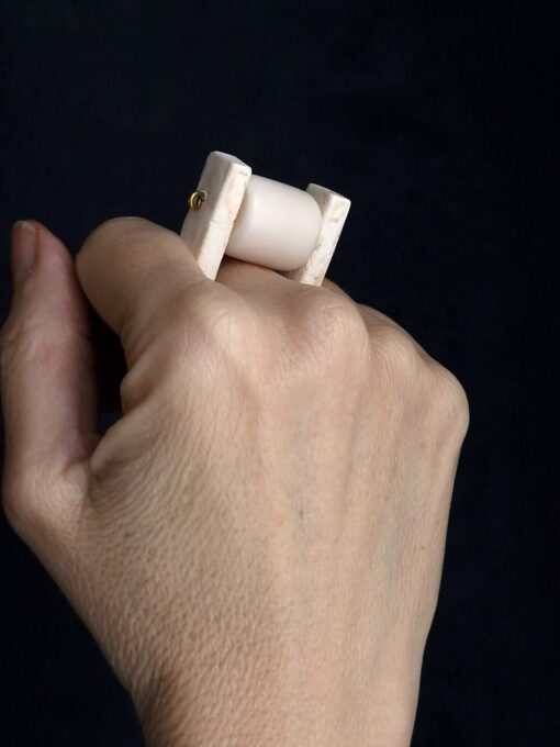White & Vegan Ivory Spin Ring - Size 8