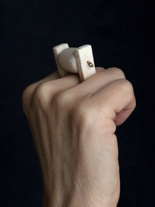 White & Vegan Ivory Spin Ring - Size 8 - Image 6