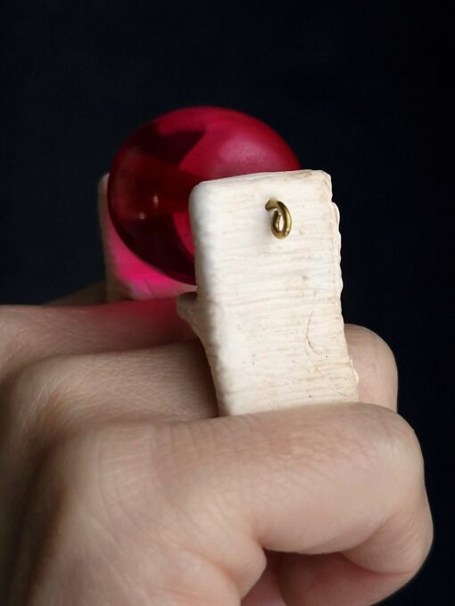 Pink & Vegan Ivory Double Finger Spin Ring - Size 8.5 - Image 10