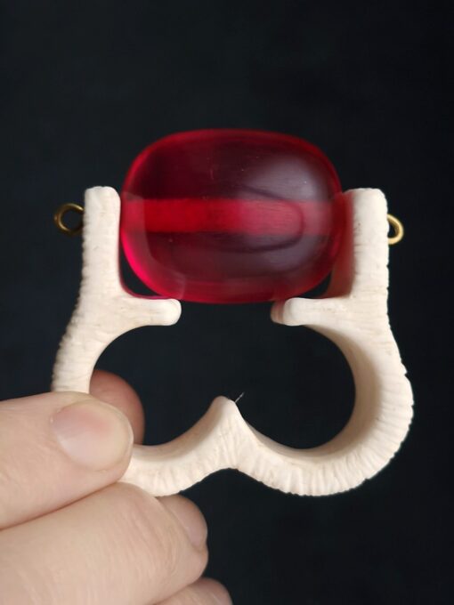 Pink & Vegan Ivory Double Finger Spin Ring - Size 8.5 - Image 4