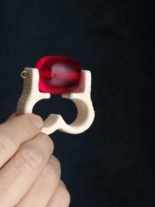 Pink & Vegan Ivory Double Finger Spin Ring - Size 8.5 - Image 11
