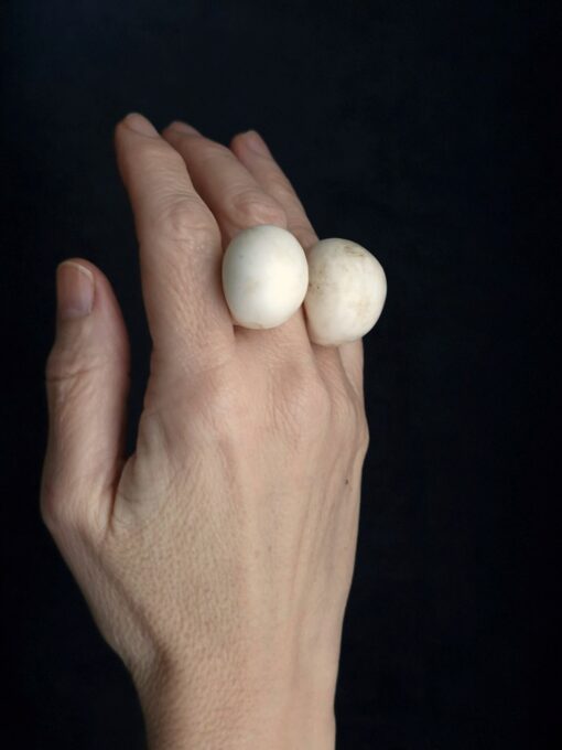 Vegan Ivory Sculptured Ring Size 9 - Image 2