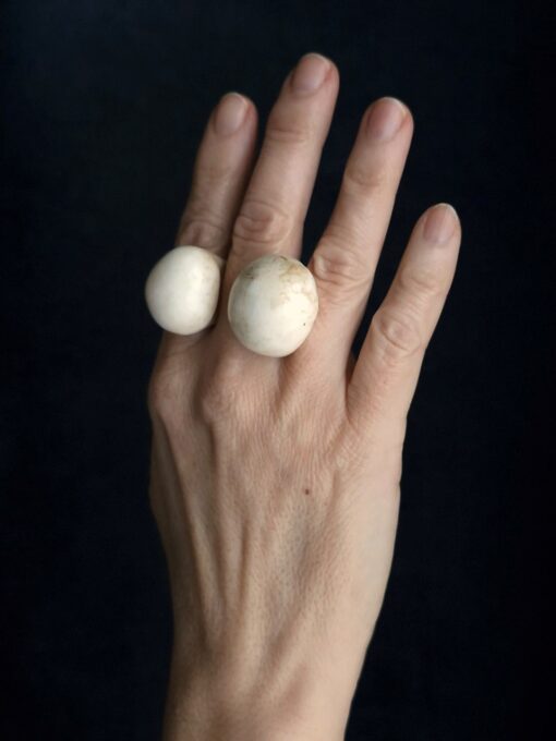 Vegan Ivory Sculptured Ring Size 9 - Image 3