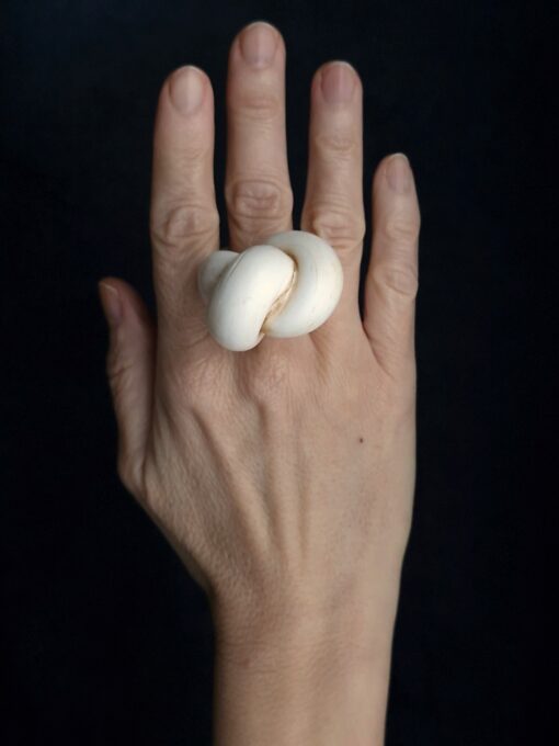 Vegan Ivory Sculptured Ring Size 8 - Image 2