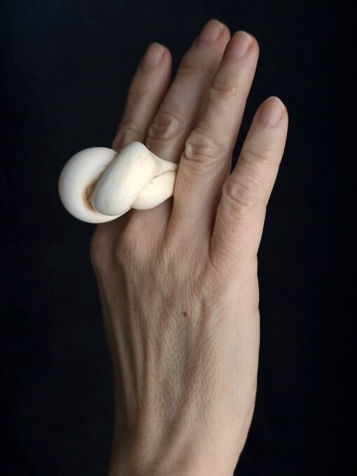 Vegan Ivory Sculptured Ring Size 8 - Image 4