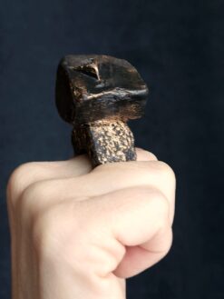 Black with Gold Sheen Sculptured Ring Size 8
