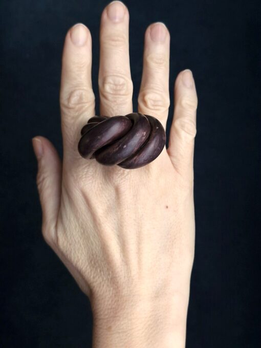 Brown Sculptured Ring Size 7.5 - Image 2