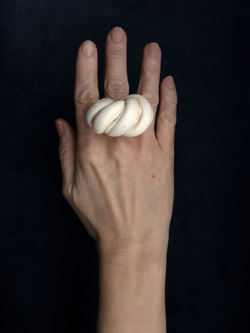 Vegan Ivory Sculptured Ring Size 8.5 - Image 2
