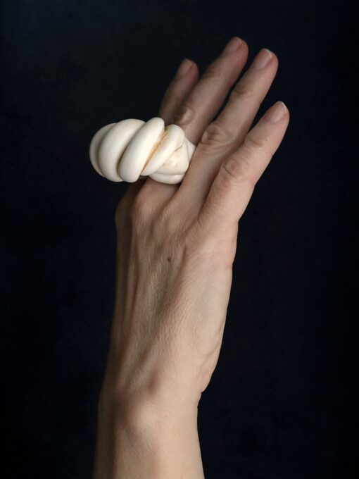 Vegan Ivory Sculptured Ring Size 8.5 - Image 3
