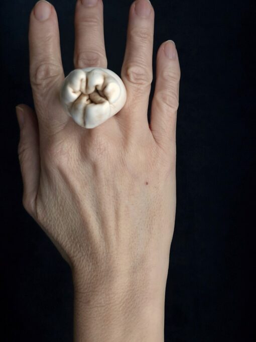 Vegan Ivory Sculptured Ring Size 9 - Image 2