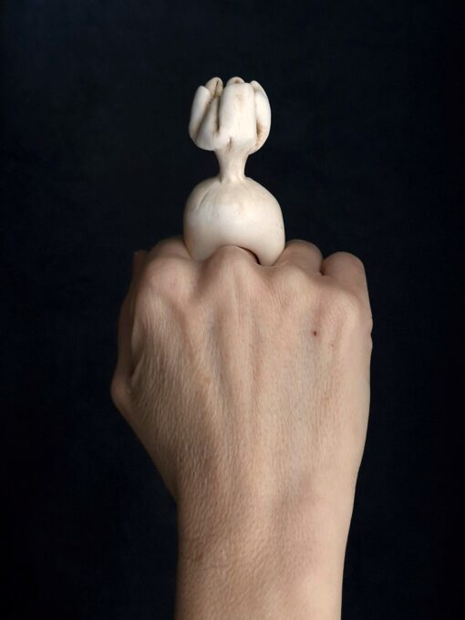 Vegan Ivory Sculptured Ring Size 9 - Image 3