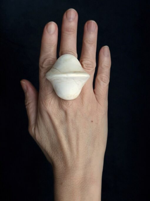Vegan Ivory Sculptured Ring Size 7.5 - Image 2