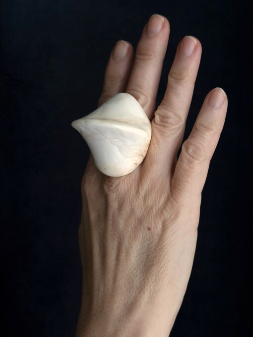 Vegan Ivory Sculptured Ring Size 7.5 - Image 3