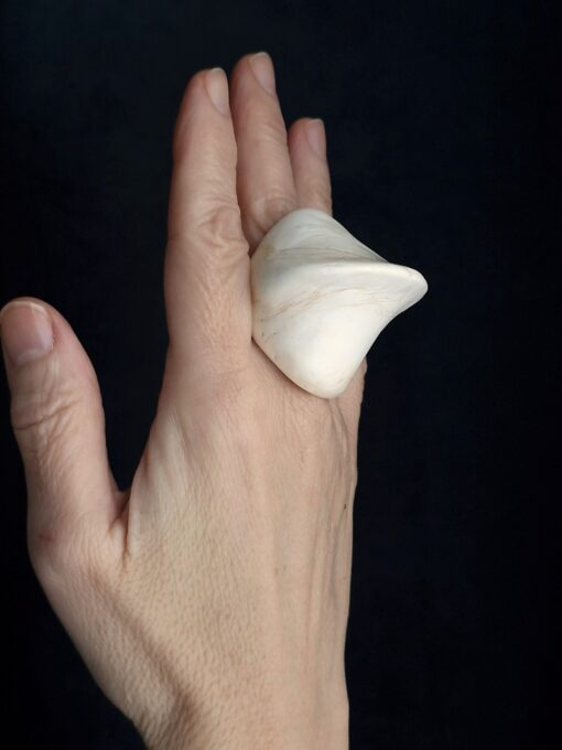 Vegan Ivory Sculptured Ring Size 7.5 - Image 4