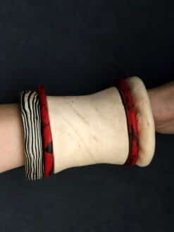 Vegan Ivory, Red & Black Bangle Set (Set of 5) - Size S - M