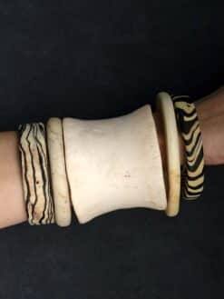 Vegan Ivory & Black Bangle Set (Set of 5) - Size M