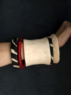 Vegan Ivory, Black & Red Bangle Set (Set of 5) - Size L - XL