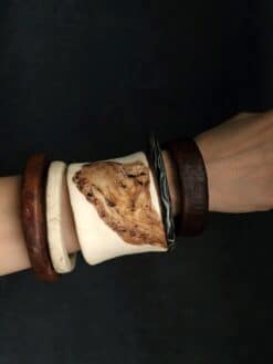 Vegan Ivory, Black & Brown Bangle Set (Set of 5) - Size M