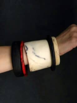 Vegan Ivory, Black & Red Bangle Set (Set of 5) - Size M - L