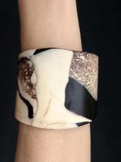 Vegan Ivory & Black Flat Cuff - Size L