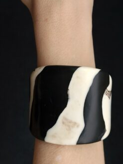 Black & Vegan Ivory Flat Cuff - Size M