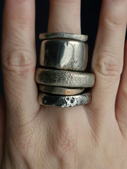 White Bronze Plated Alloy Rings (Set of 5) - Size 8.5 - Image 3
