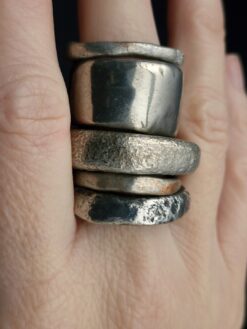 White Bronze Plated Alloy Rings (Set of 5) - Size 8.5