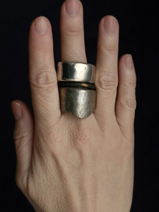 White Bronze Plated Alloy Rings (Set of 3) - Size 9 - Image 2