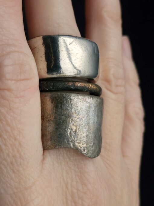 White Bronze Plated Alloy Rings (Set of 3) - Size 9
