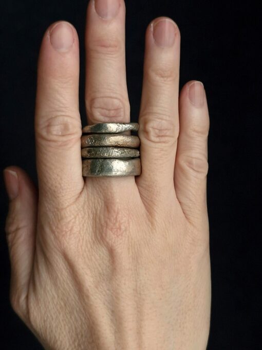 White Bronze Plated Alloy Rings (Set of 4)- Size 10 - Image 2