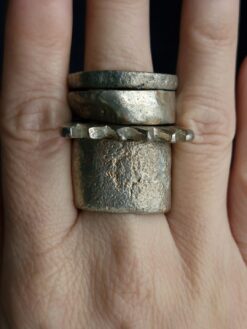 White Bronze Plated Alloy Rings (Set of 4)- Size 10.5