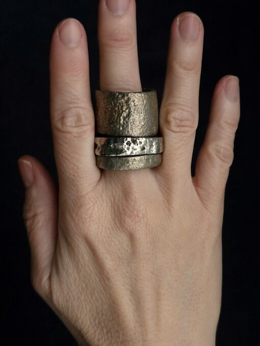 White Bronze Plated Alloy Rings (Set of 3)- Size 11.5 - Image 2