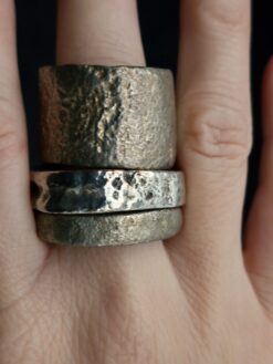 White Bronze Plated Alloy Rings (Set of 3)- Size 11.5