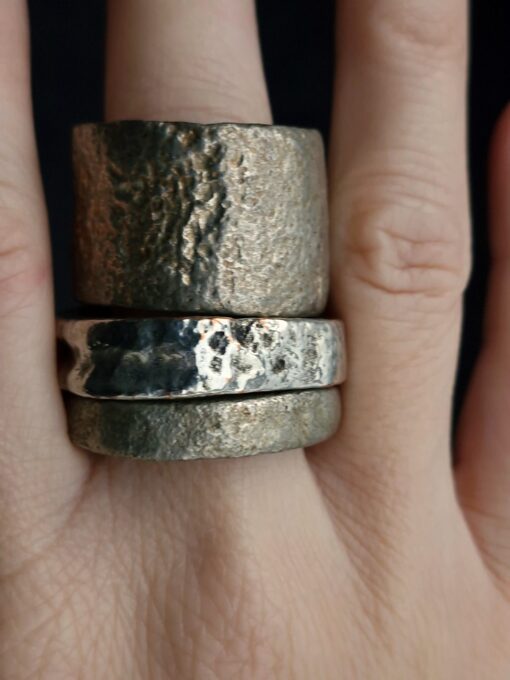 White Bronze Plated Alloy Rings (Set of 3)- Size 11.5