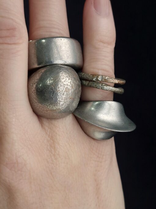 White Bronze Plated Alloy Rings (Set of 5) - Size 6 - Image 2